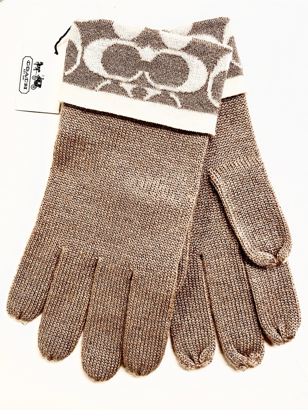 Coach Signature Shimmer Knit Gloves NWT